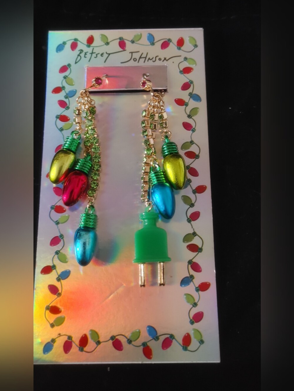 BNWT New Release Christmas Betsey Johnson Christmas Lights Dangle Earrings